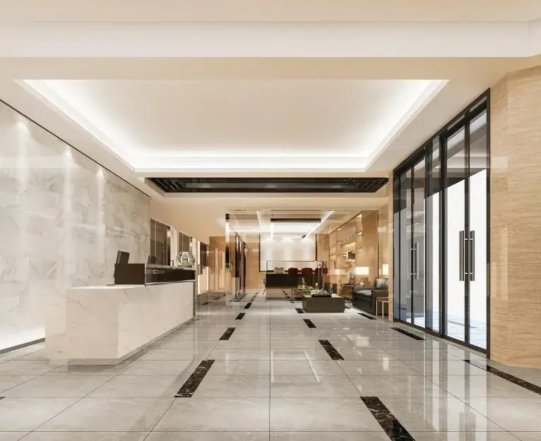 Shiny showroom lobby after retail commercial cleaning in Washington D.C.